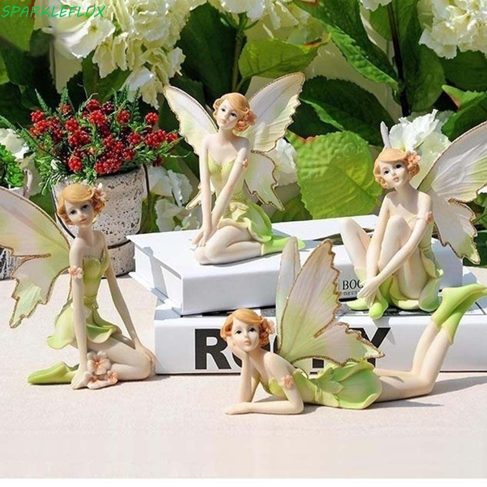 SPARKLEFFLUX นางฟ้าดอกไม้ของขวัญเครื่องประดับบ้านยุโรป Fairy Garden Wing Fly Miniatures
