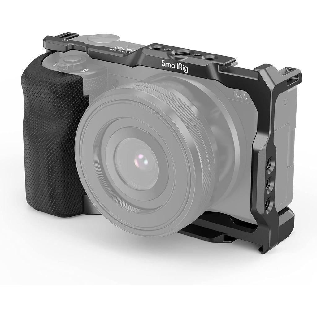 กรง SMALLRIG ZV-E10 พร้อมที่จับซิลิโคนและรูเกลียวในตัว รองเท้าเย็น และแผ่นปลดเร็วสําหรับ Sony ZV-E10