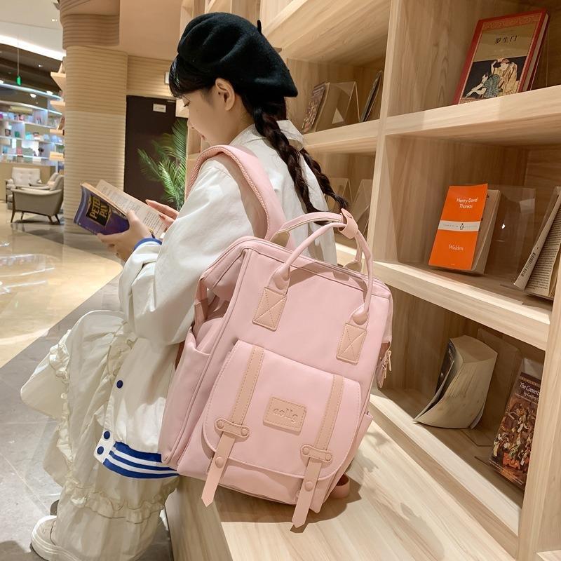 กระเป๋าสะพายคู่ น่ารัก เรียบง่าย กันน้ำ ไนลอน หลายช่อง โรงเรียน การท่องเที่ยว งาน ความจุสูง กระเป๋าแม่