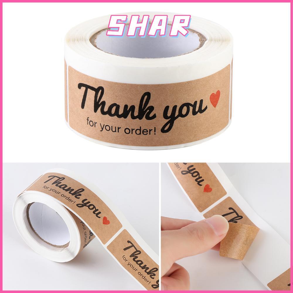SHAR 120 ชิ้น/ม้วนขอบคุณสําหรับสติกเกอร์สั่งซื้อของคุณแพคเกจของขวัญตกแต่งเครื่องเขียนป้ายทําด้วยมือ