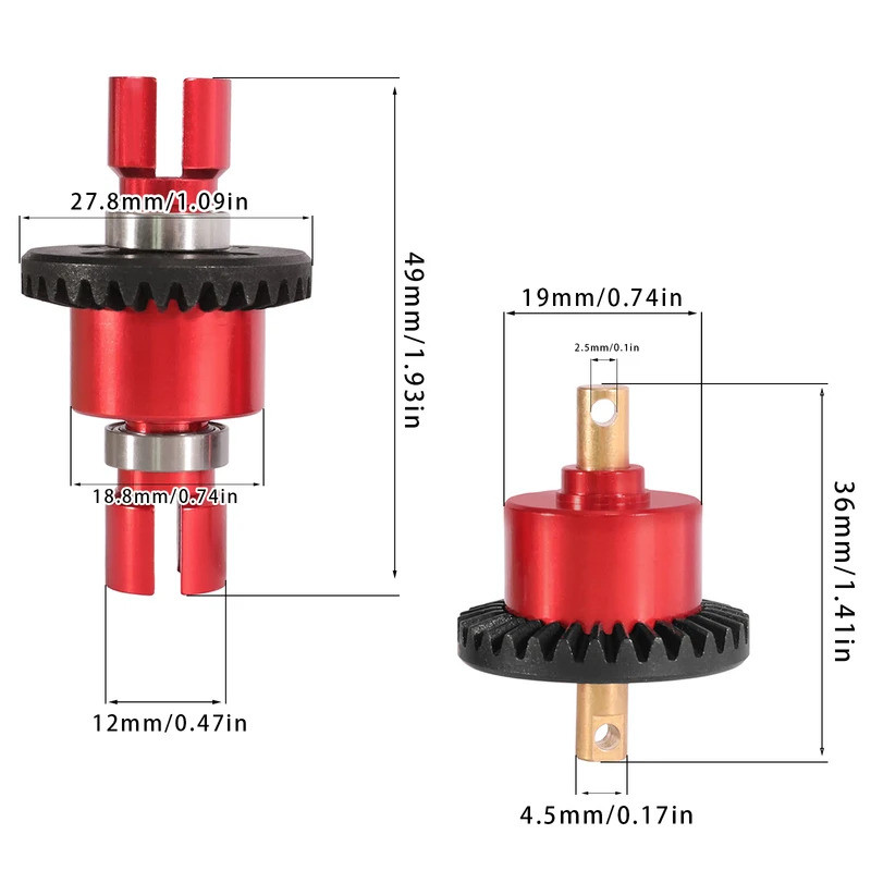 CNC โลหะด้านหน้าและด้านหลัง Differential เกียร์สําหรับ MJX Hyper Go 14210 14209 1/14 RC รถ 16420G อะ