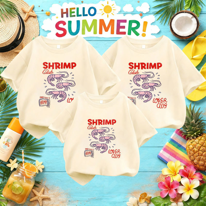 พร้อมส่ง&จัดส่งภายใน 24 ชม.) RINA STUDIO Retro American Beach Style Family Couple T-Shirt Set with S