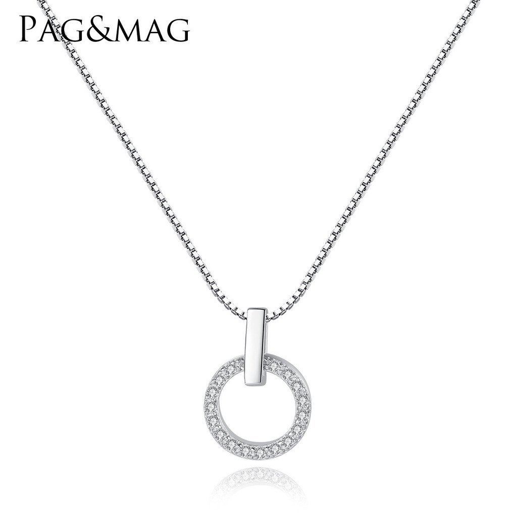 S925 เครื่องประดับโซ่รุ่นสร้อยคอเกาหลี pag & mag กล่องแขวนแฟชั่นเครื่องประดับเงินขายส่งสร้อยคอจี้เสื
