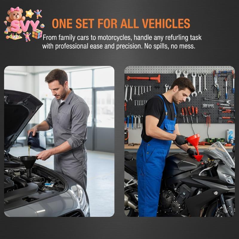 [SVY] Universal Car Funnel Set Extension Engine Oil Filling Funnel Set น้ํามันเบนซิน