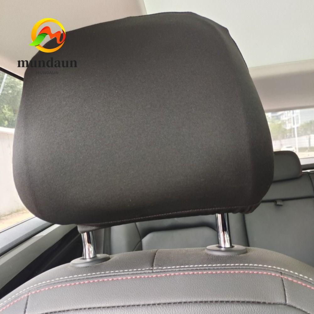 MUNDAUN ฝาครอบที่นั่ง, ผ้าคลุมพนักพิงศีรษะรถยนต์ที่ใช้งานได้จริงกันสิ่งสกปรก, อุปกรณ์ตกแต่งภายในรถสีทึบยืดหยุ่นกันลื่น