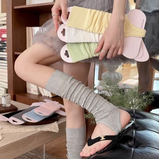 Miu ~ Ballet สไตล์ Y2K ถุงเท้า 8 สี Dopamine Retro Solid Toeless ถุงเท้าลูกวัวผู้หญิงแฟชั่น