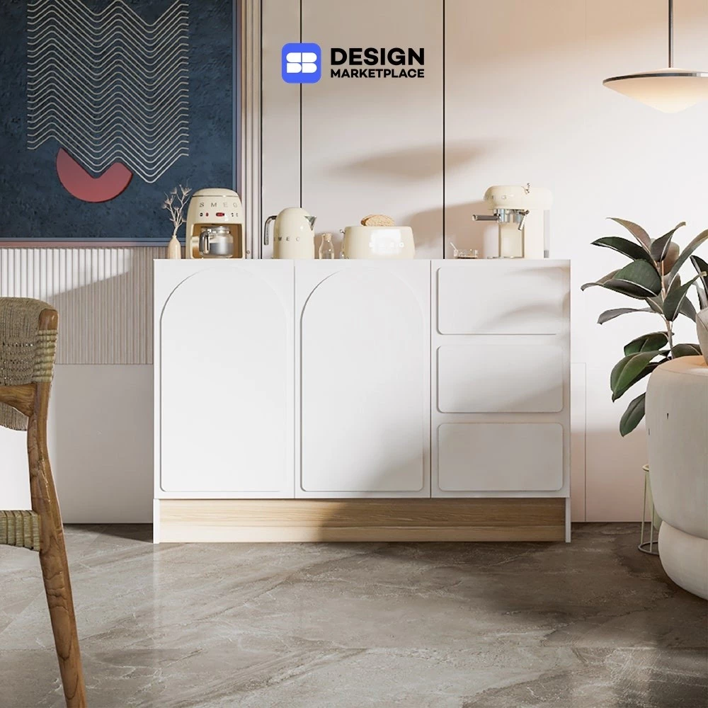 SB Design Square ตู้เตี้ย PLAY รุ่น NORDIS สีขาว (140X40X95 ซม.) แบรนด์ KONCEPT FURNITURE