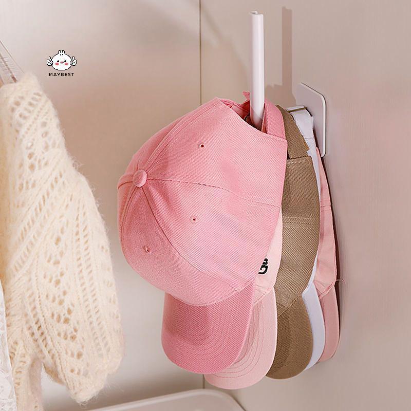 {maybest} 1PCS ผู้ถือหมวก Stiy Wall Mount Hook สําหรับเบสบอลหมวก Casual หมวกตะขอฟรี-เจาะวางแบบพกพาประตูตู้เสื้อผ้าแขวน {TH}