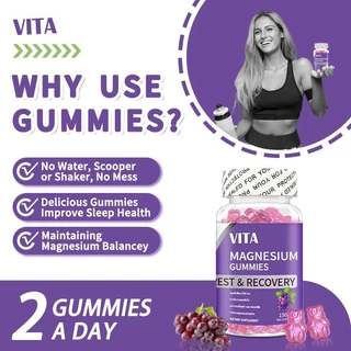 VITA แมกนีเซียม กัมมี่ วิตามินบีรวม อาหารเสริม ลดเมื่อยกล้ามเนื้อ Magnesium VitaminB Gummy Dietary Supplement 60 Gummies