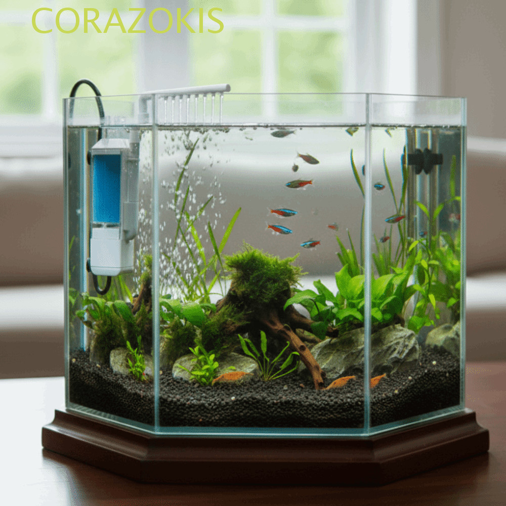 CORAZOKIS USB Fish Tank Filter, 3-in-1 Silent Aquarium Filter Pump, Universal ดูดถ้วยติดผนัง Low-ระดับน้ํา Submersible Pump พิพิธภัณฑ์สัตว์น้ําขนาดเล็ก