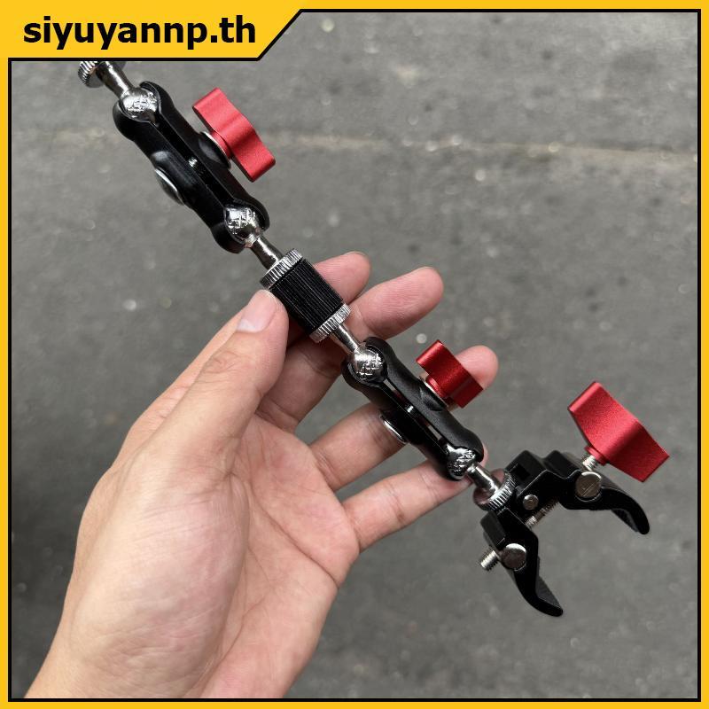 SIYUY กล้องโลหะ Super Clamp 1 ชุด Double Ball Head Magic Arm การปรับที่มีความยืดหยุ่นสําหรับใช้ในจอภาพ,