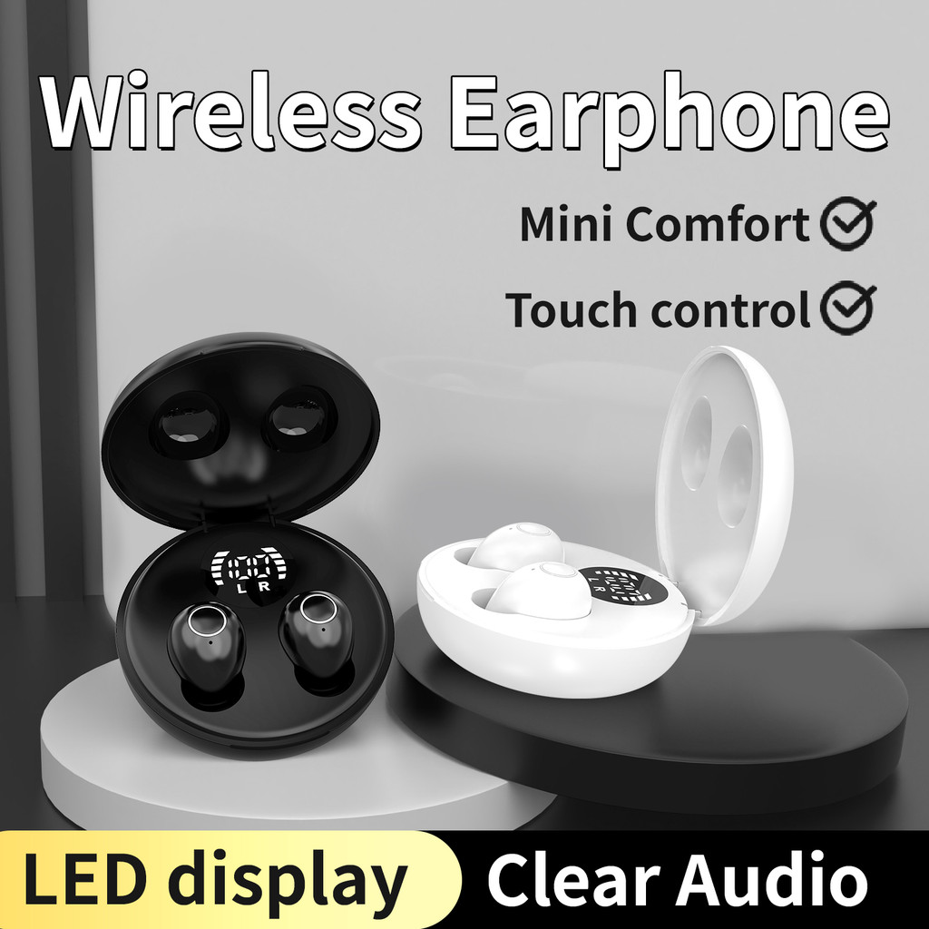 หูฟังไร้สาย TWS Dual Ear In-Ear Mini Noise Cancelling ไม่เจ็บปวดหูฟังกีฬาชุดหูฟังบลูทูธพร้อมไมโครโฟน