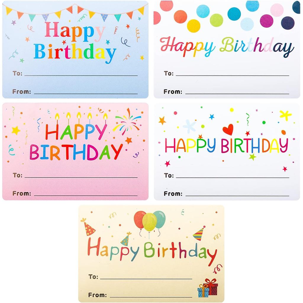 Anwyll สติ๊กเกอร์ชื่อสุขสันต์วันเกิด-100 ชิ้น 3x2 นิ้วสติกเกอร์ของขวัญวันเกิดแบบมีกาวในตัวสําหรับงาน