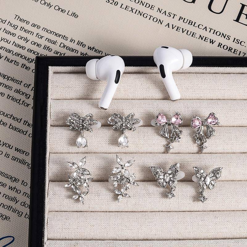 VHDD 1 คู่ผีเสื้อหูฟังตกแต่งคลิป DIY Zircon Rhinestone รูปที่ 8