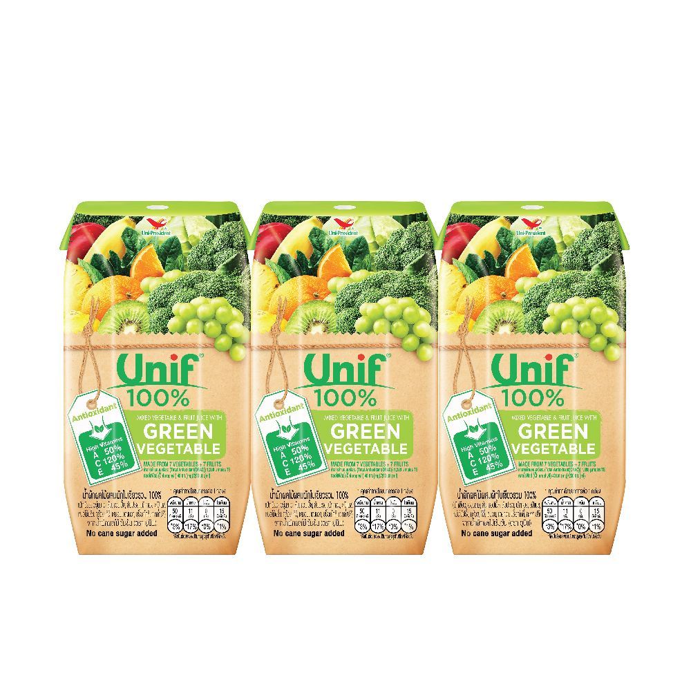 [สินค้าส่งด่วน] ยูนิฟน้ำผักผลไม้รวม+ผักใบเขียว100%200X3 UNIF MIXED VET+ FRUIT JUICE+GREEN VEG.20
