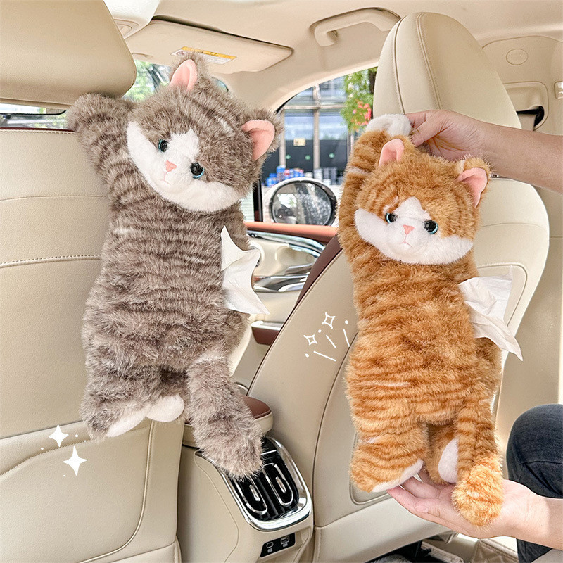 Creative Cartoon Car Tissue Box Plush Puppet and Doll Hanging Car Decoration Paper Extraction Box j3