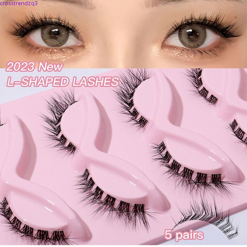 MAGMA 5 คู่ L Curl ขนตาปลอม, Oblique Eye Tail ยาว Cat Eye ปลอม Lashes, มังงะ Eye Lashes Clear Stem ย