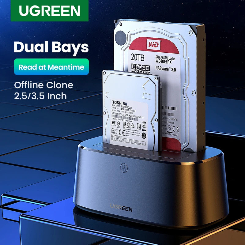 UGREEN HDD Docking Station SATA to USB 3.0 Adapter สําหรับ 2.5 3.5 SSD Disk Case HDD Box Dock Hard D