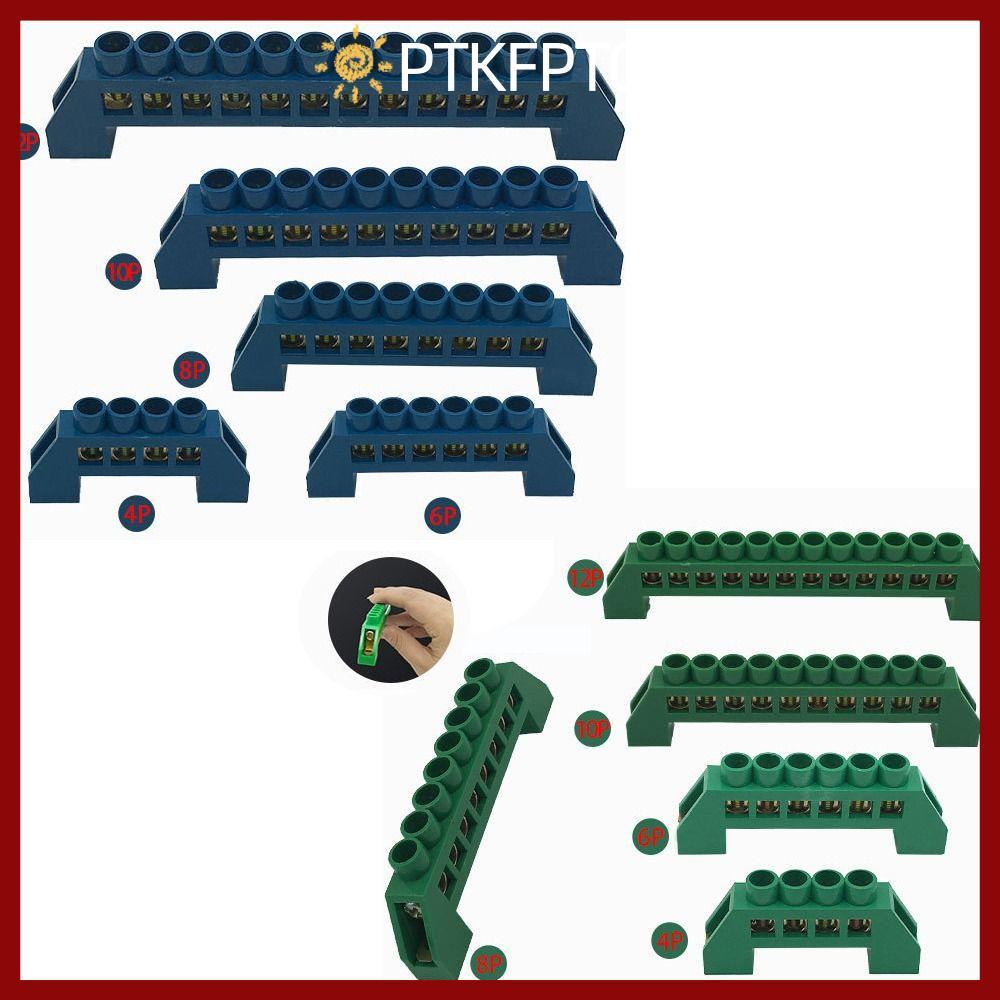 PTKFPT09 สกรูทองเหลือง Grounding Bridge Terminal, Blue Green Zero Line และ Neutral Block Connector, 