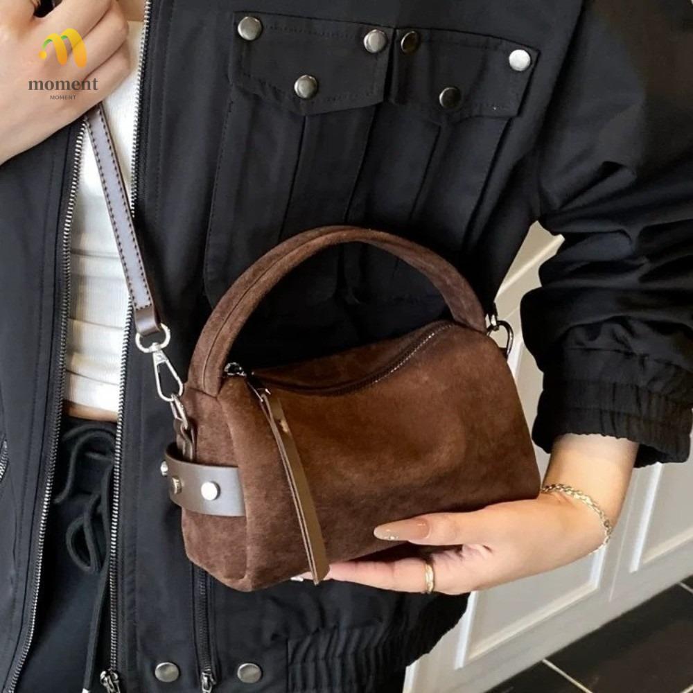 MOMENT Pillow Bag, Frosted Surface PU Leather Shoulder Bag, Fashion Matte Suede Mini Size Crossbody 