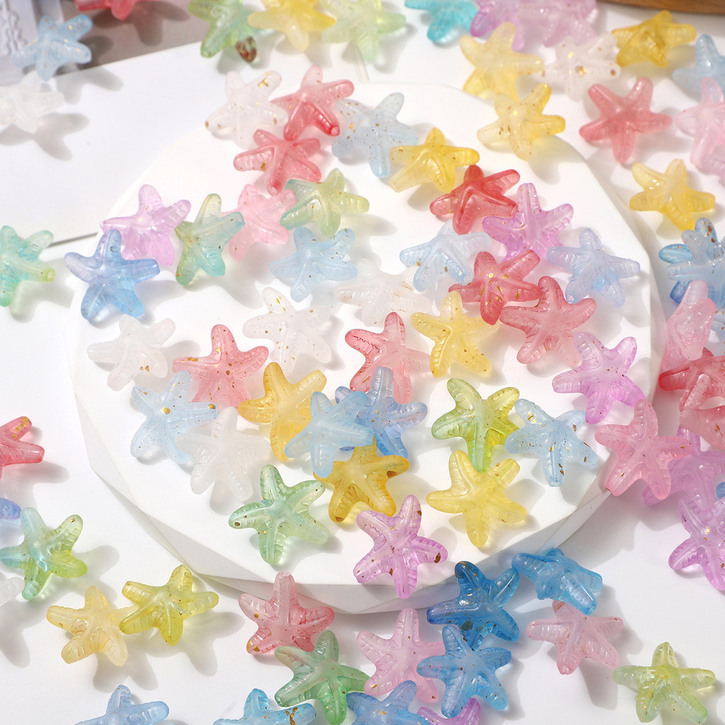 สร้อยข้อมือแบบโซ่ อะคริลิกฟอยล์สีทองลายปลาดาว สำหรับ DIY และการประดับตกแต่ง