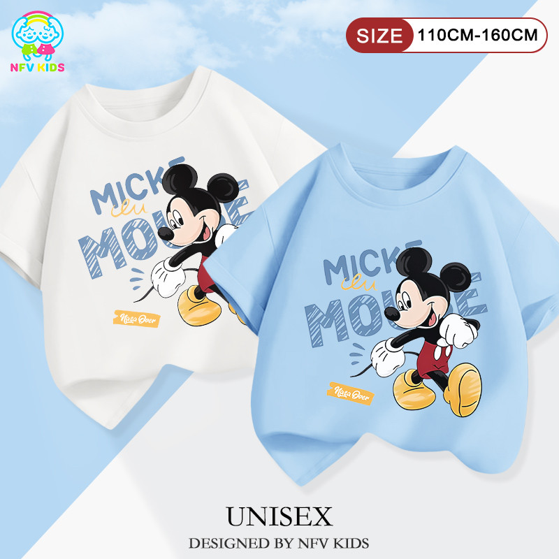 【ส่งจากกรุงเทพฯ】NFV KIDS เสื้อยืดแขนสั้นเด็ก✨แฟชั่นเกาหลี ใส่สบาย Mickey Mouse ลำลองแมทช์ลุคง่าย ผ้าฝ้ายแท YG1142