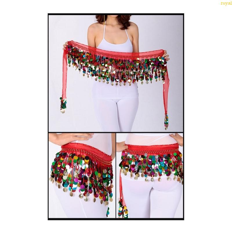 เข็มขัดคาดเอว Sequins Tassels สำหรับผู้หญิง ใช้ในการเต้นรำและแฟชั่น ลดราคา!