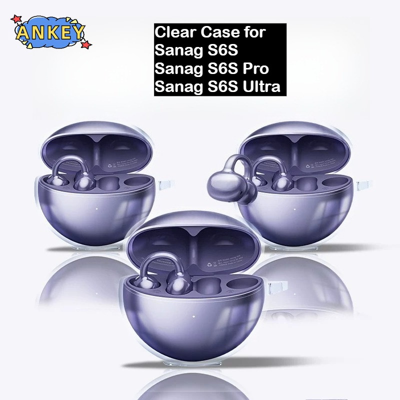 for Sanag S6S Ultra / S6S Pro / S6S Case Protective Transparent Clear TPU Covers Bluetooth Earphone Shell Headphone Portable with lanyard