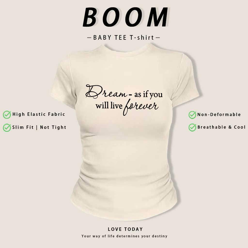 COD(จัดส่งภายใน 24 ชั่วโมง)BOOM เสื้อยืด เกาหลี เสื้อครอปเข้ารูปbaby tee สาวอวบ y2k เสื้อคอกลม T202