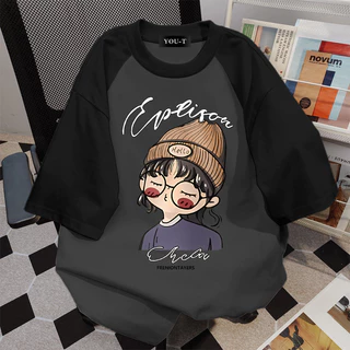🌷Su.Tee🌷 เสื้อทูโทน oversize เสื้อสตรีท เกรดพรีเมียม เสื้อคอตตอน ไม่หดตัว ใส่สบาย ลาย "Hat girl"