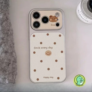 หมีน่ารักเคสโทรศัพท์สําหรับOPPO Reno 15C 15F 15 Pro Max Mini 14F 14 13F 13 12F 12 FS 11F 11 10 9 Pro Plus 5G 4G PUปกหนังการ์ตูนลายจุดInsสไตล์ 3Dปลอกนุ่ม