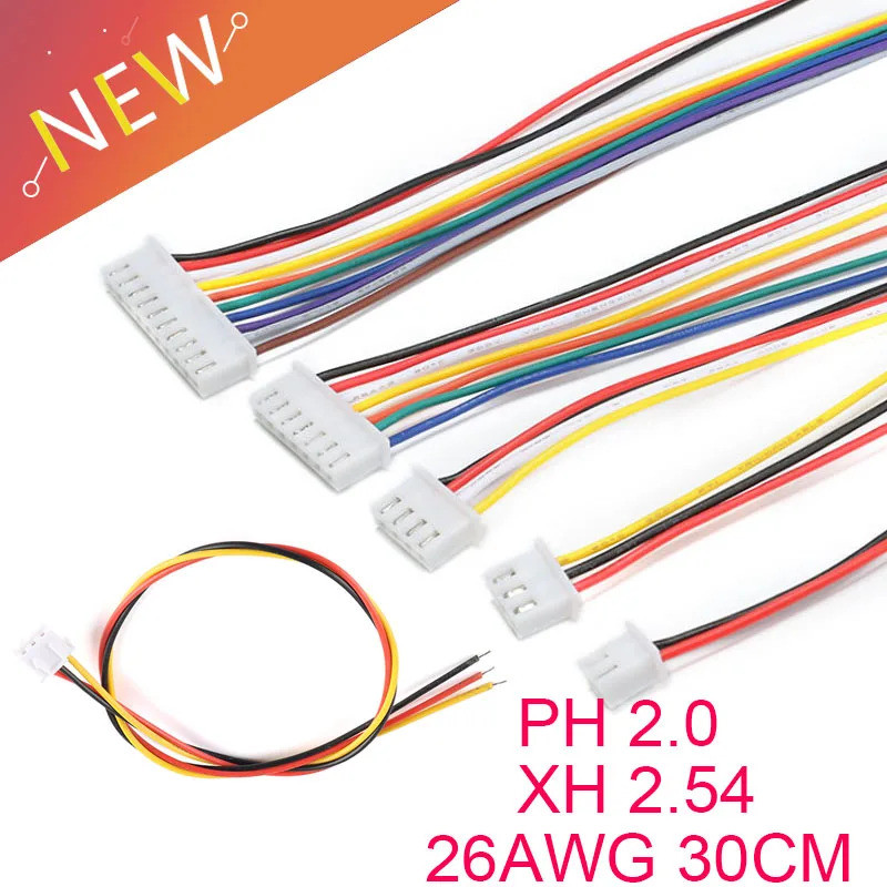 50 ชิ้น/10 ชิ้น JST 2.0 PH 2.0 XH2.54 2/3/4/5/6/7/8/9/10Pin Connector ปลั๊กสายไฟสาย 26AWG หญิงปลั๊ก 