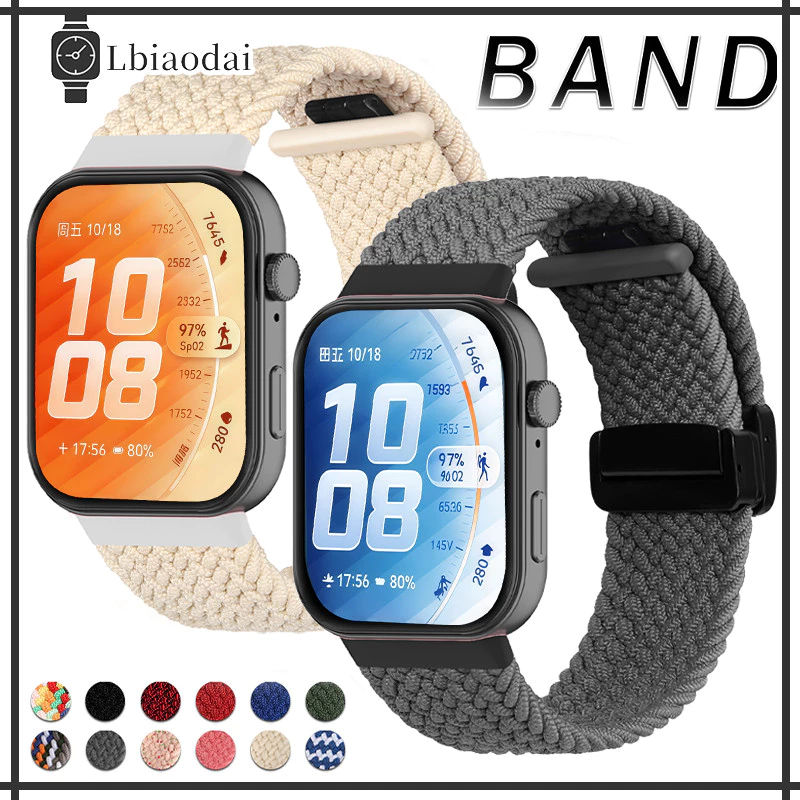 สายรัดไนลอนแม่เหล็ก for Huawei Watch Fit 5 4 3 / 5 Pro / 4 Pro สายถักไนลอนอุปกรณ์เสริม for Huawei Watch Fit 3