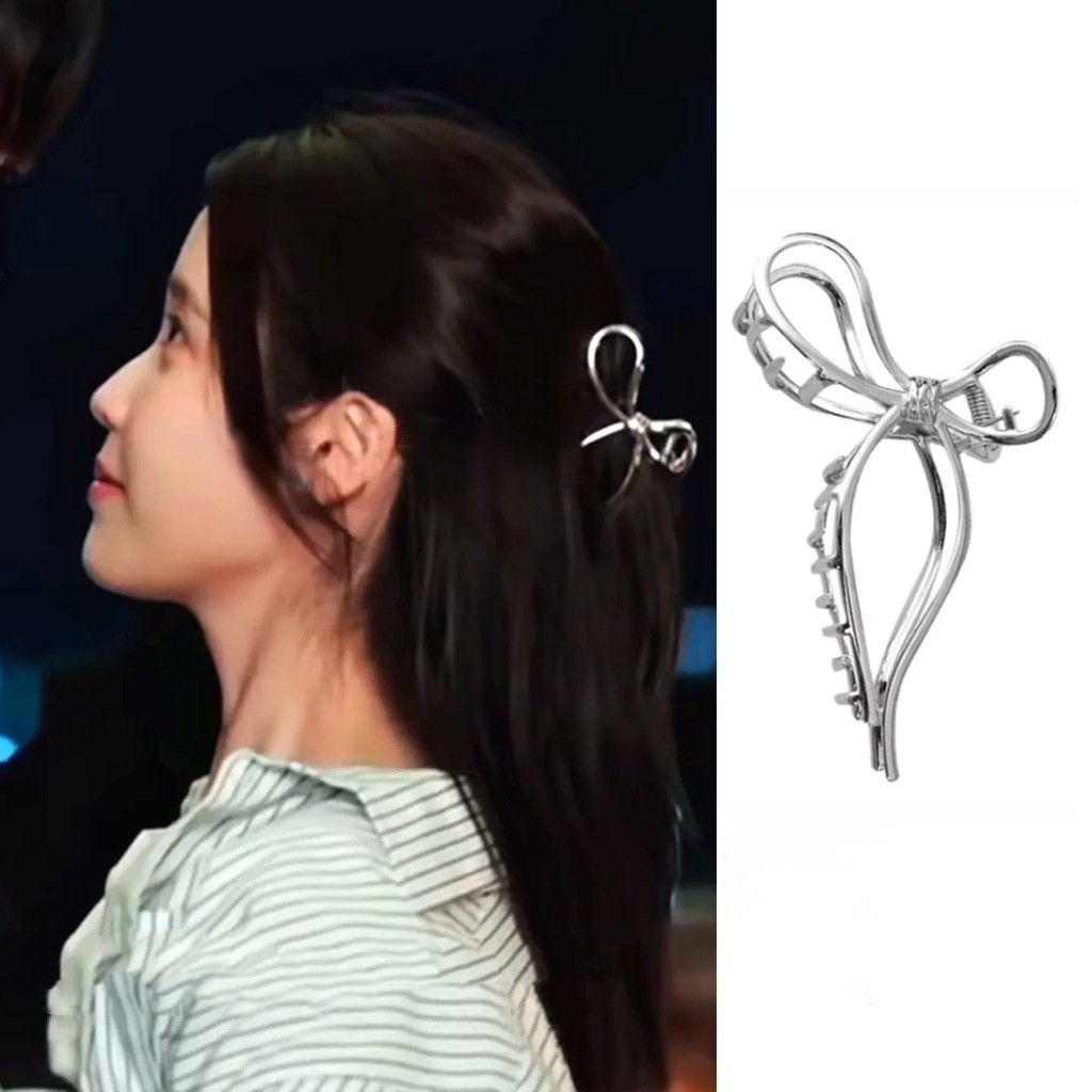 สร้อยข้อมือคล้องผมสไตล์โบว์ เครื่องประดับผมเงิน แรงบันดาลใจจากละครยอดนิยม IU Lee Ji Eun