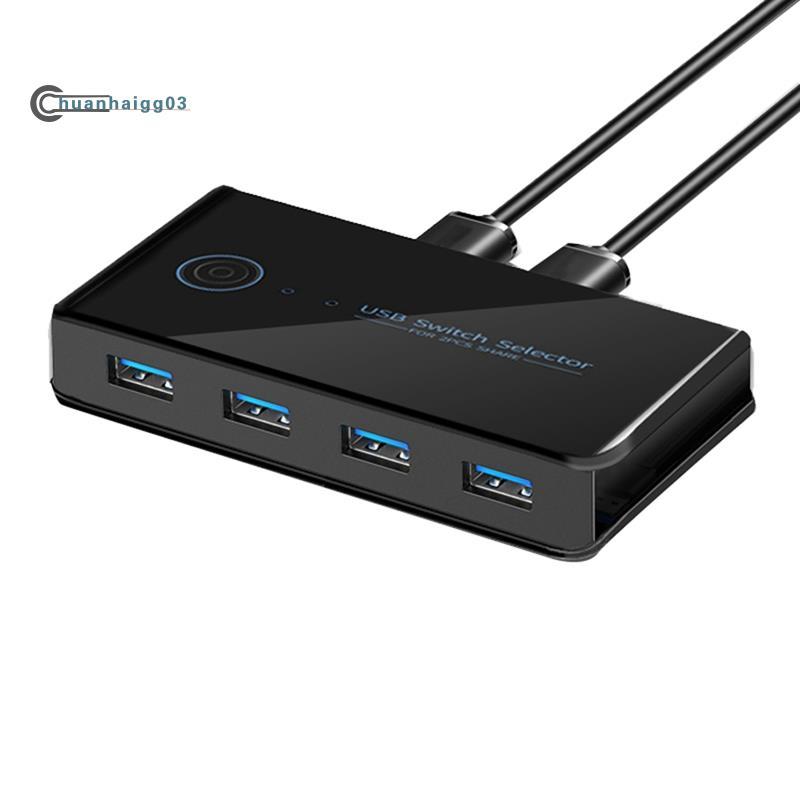 (chuanhaigg03)USB KVM Switch USB Shared Switcher 2 in 4 Out สําหรับแล็ปท็อปพีซีคีย์บอร์ดเมาส์เครื่อง