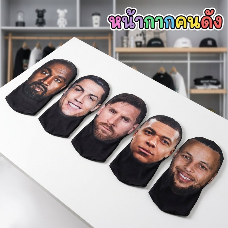 3D Celebrity Face Mask Balaclava ตาข่ายโพลีเอสเตอร์ Breathable กันฝุ่นคอสเพลย์ Street Party