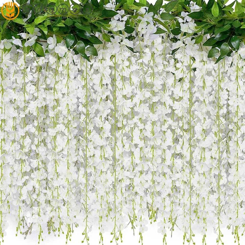 ADAMES 10PCS ประดิษฐ์ Wisteria แขวนดอกไม้, สีสดใสสมจริง Wisteria Vine, ตกแต่งผนังในตัวลวดเหล็ก Benda