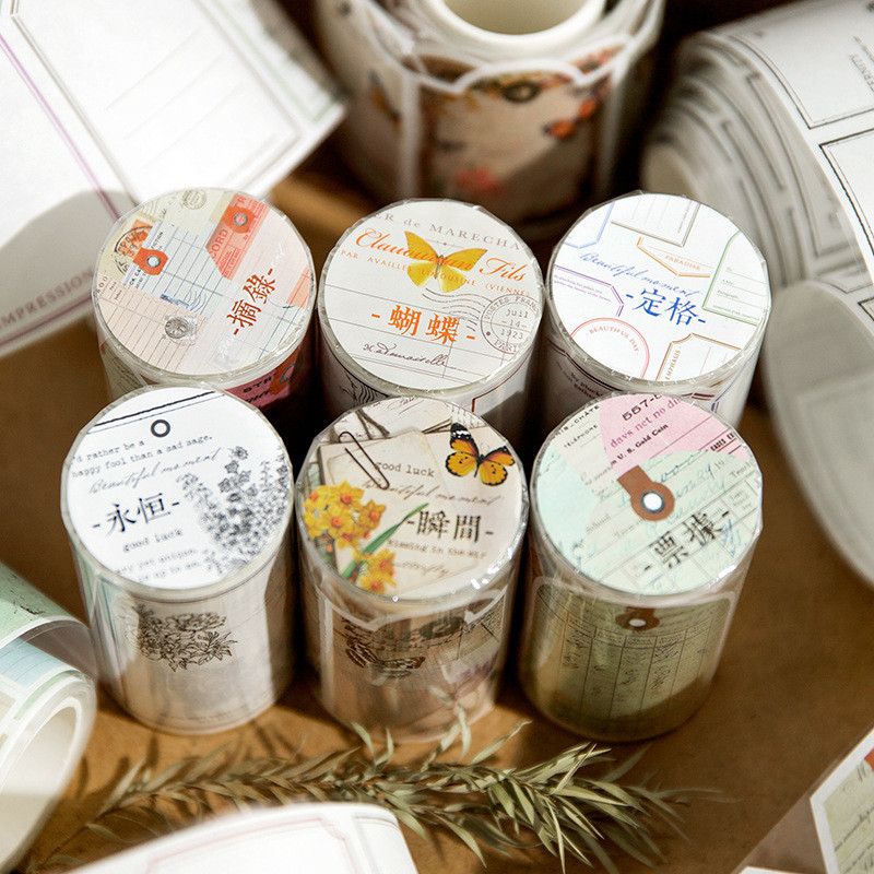 Tape Beautiful Instant Series วัสดุกระดาษ Collage DIY ฐาน Retro ข้อความตกแต่งคู่มือ 6 รูปแบบ