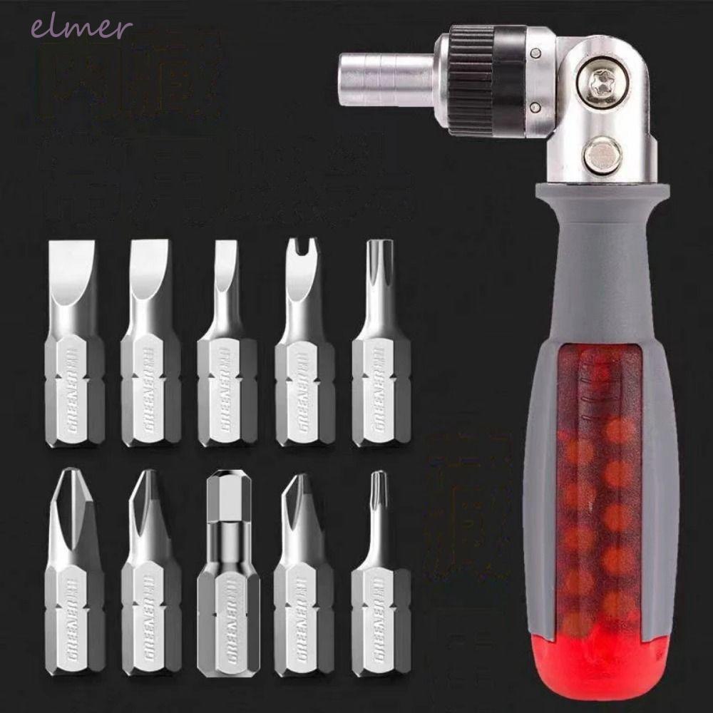 ELMER Ratcheting Multitool ไขควง,แม่เหล็ก Multi-angle Ratchet ไขควงชุด, 10 in 1 S2 วัสดุปรับ Telesco