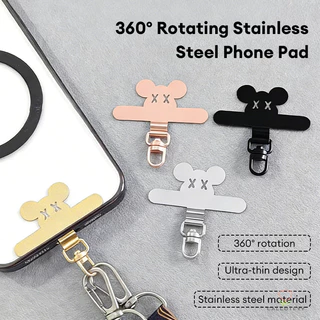 สแตนเลสโทรศัพท์เชือกเส้นเล็กคลิปแพทช์360°เชือกคล้องเคสโทรศัพท์ป้องกันการสูญหาย รูปทรงหมีน่ารัก แผ่นรองโทรศัพท์สแตนเลสสตี