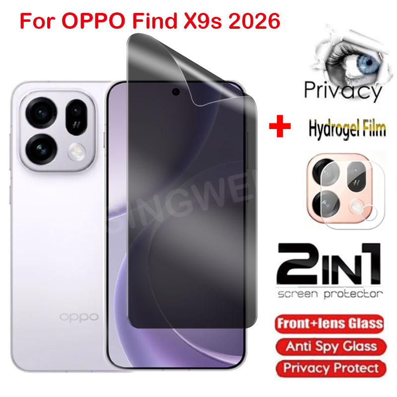 ป้องกันหน้าจอสําหรับOppoค้นหาX9s X9 Ultra X9s Pro 5G 4G 2026 ความเป็นส่วนตัวHydrogelฟิล์มAnti-Spyคลุมทั้งหมดป้องกันหน้าจอฟิล์มกลับเลนส์ป้องกันฟิล์ม