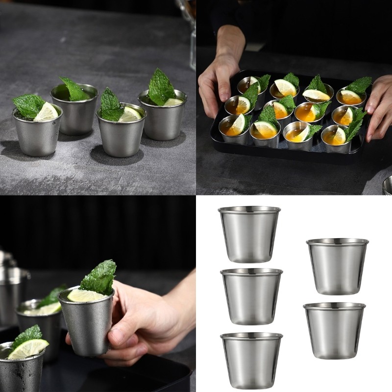 Orangesea Unbreakable Stainless Steel Small Drinking Cups Shot Glasses สําหรับเหล้า Sampling