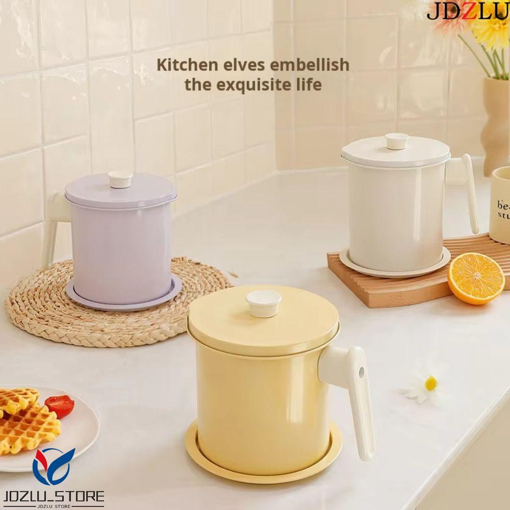 JDZLU หม้อกรองน้ํามัน, ความจุขนาดใหญ่ BPA-Free Grease Separator, คอนเทนเนอร์น้ํามันในครัว Anti-Leakage พร้อมถาดฝาครอบกันฝุ่นสแตนเลสกรองทอด Essential
