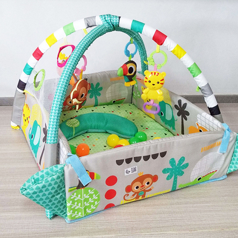 5 in 1 Ball Pool พร้อมเพลงเด็ก Crawling Mat ของเล่น Ocean Ball Pool เกม Mat เต็นท์ทํางานฟิตเนส Rack 