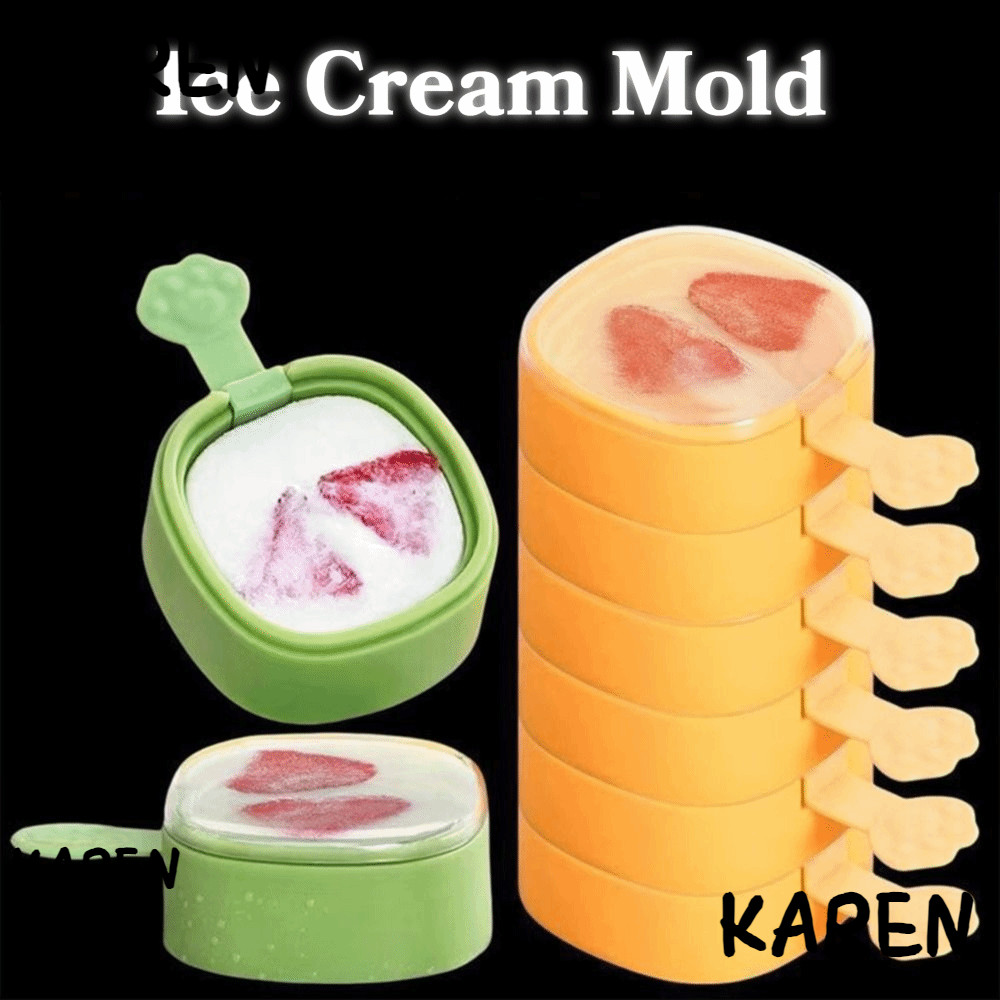 KARENGOODS 1/2/3PCS แม่พิมพ์ไอติม, การ์ตูนพร้อมฝาปิดแม่พิมพ์ไอศกรีม, DIY โฮมเมดเกรดอาหารแบบพกพา Ice Pop Maker ฤดูร้อน