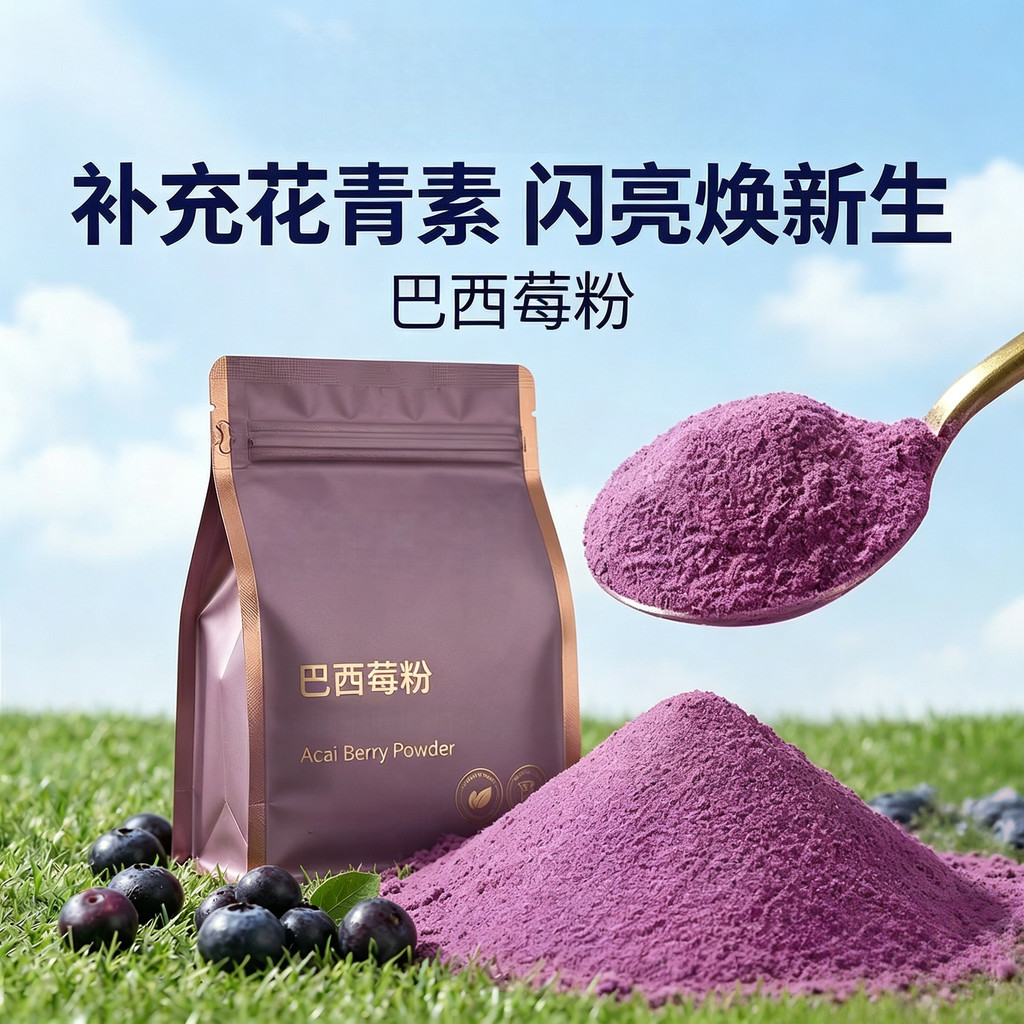 Acai Berry Powder Official Flagship Store ผง Acai Berry บริสุทธิ์ สารต้านอนุมูลอิสระ ประกอบด้วย ผงไฟ