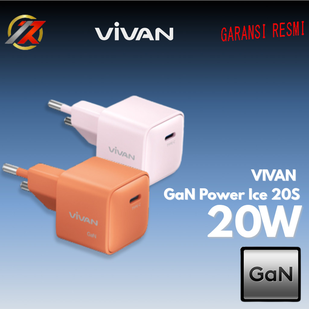 VIVAN GaN Power Ice 20S Charger 20W Fast Charging USB-C PD/QC 3.0 | หัวชาร์จ VIVAN GaN Power Ice 20S