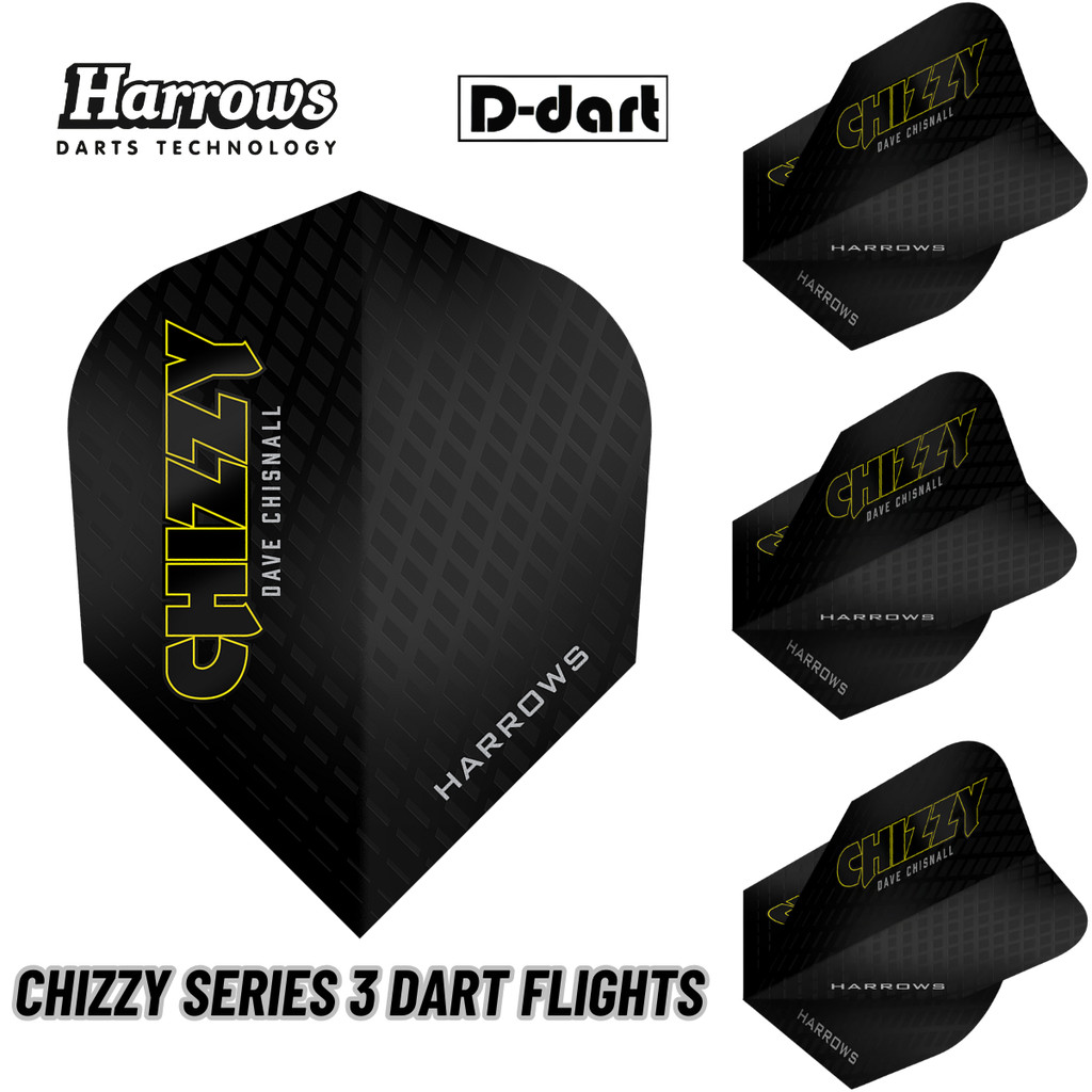 HARROWS DART FLIGHTS - STANDARD CHIZZY SERIES 3 100 MICRON DART FLIGHTS (SAYAP ARROW)