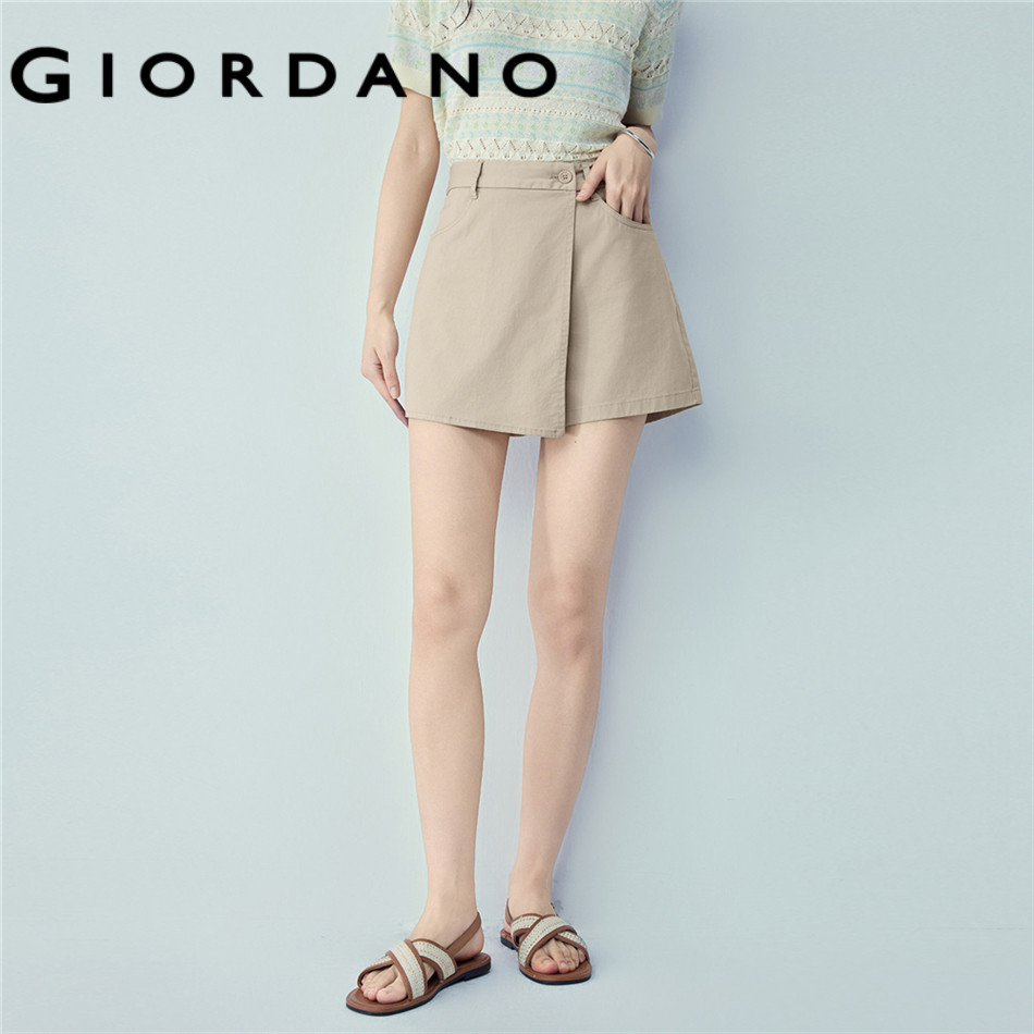 GIORDANO WOMEN Women Beau Monde Stretch Cotton Woven Mid-Waist Culotte Shorts 13406318