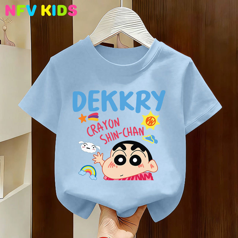 【พร้อมส่ง&COD】NFV KIDS เสื้อยืดแขนสั้นเด็ก💙ระบายอากาศ ใส่ได้ทั้งเด็กชายและเด็กหญิง ลายพิมพ์ชินจัง สะดวกสบาย YG5569